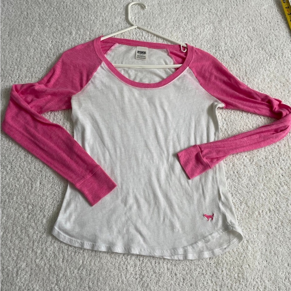 Victoria’s Secret PINK baseball sleeve tee! EUC!